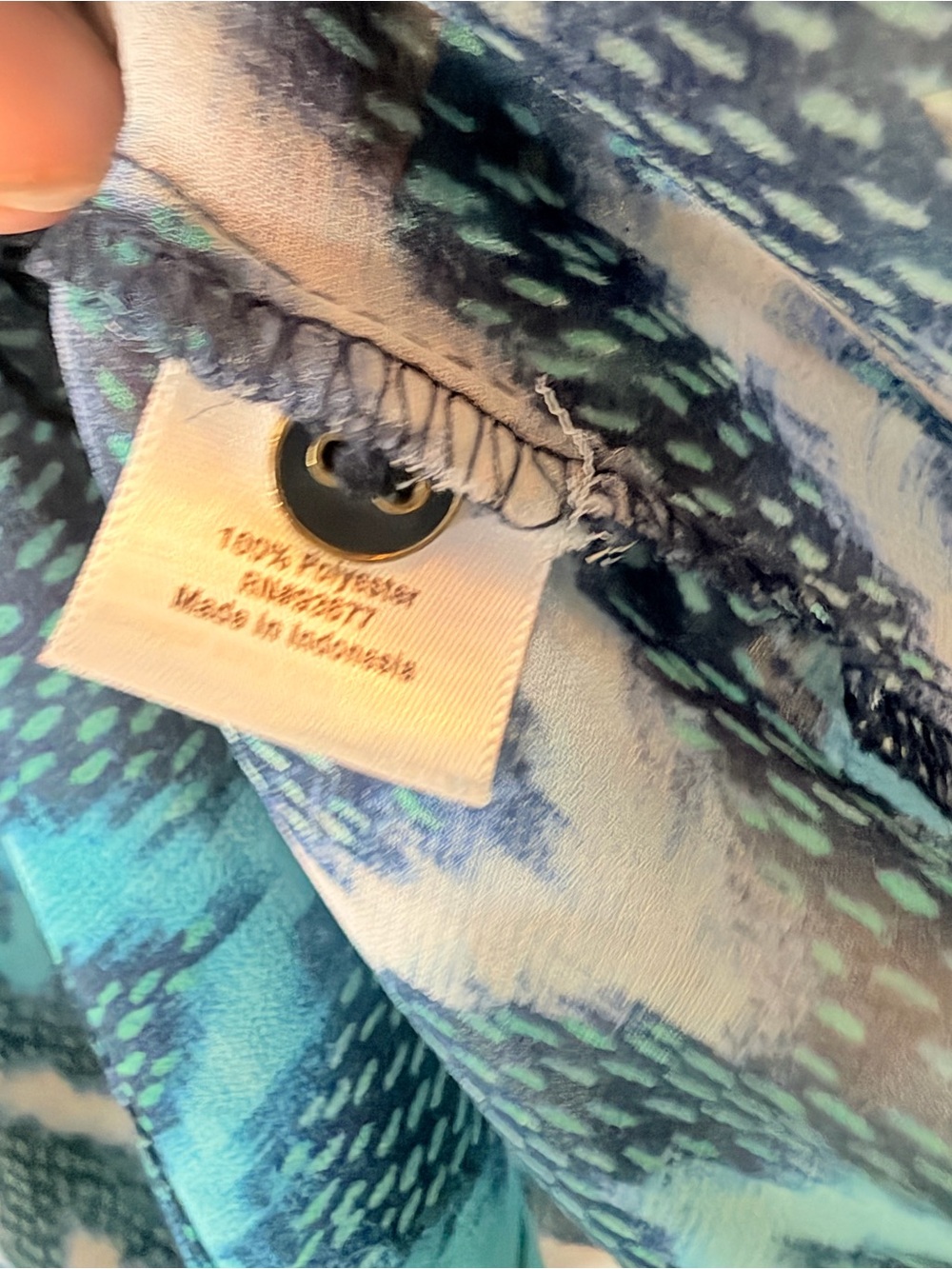 a.n.a Blue Chevron Print Long Sleeve Blouse - Picture 5 of 5
